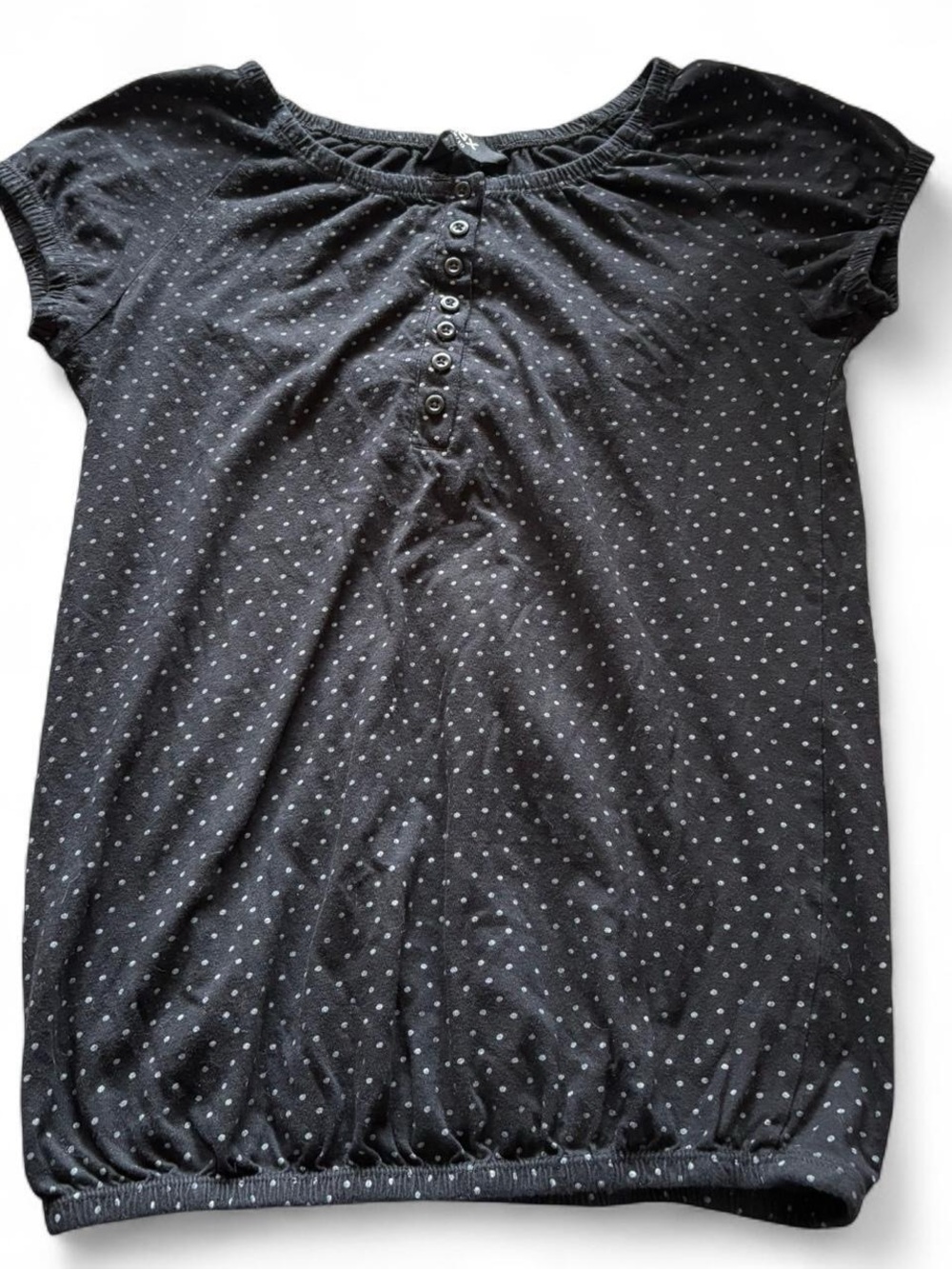 Women's' Black Dot-Print Short Sleeve Top